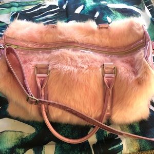 Pink fur weekender